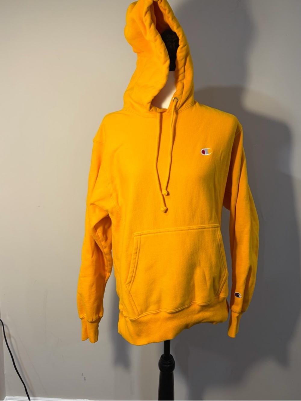 Champion Yellow Pullover Hoodie with Embroidered Logo